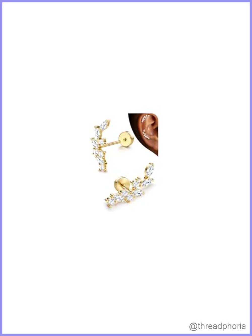Hypoallergenic 925 Sterling Silver Flat Back Stud Earrings 14K Gold Plated